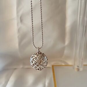 Vintage Coach openwork sphere pendant necklace, 925 Sterling Silver